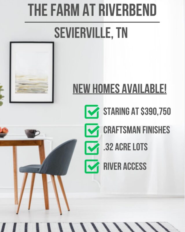 Available to contract with closing dates of April 2025 to August 2025. 

The Farm at Riverbend is located just off Boyd’s Creek and Hodges Bend, nestled against The French Broad River. Come see us for yourselves! 

🏠 OPEN HOUSES:
🗓️ Sat. & Sun. 
⏰ 2:00pm - 5:00pm 

#smithbilthomes #realtorrenea #smithbilthomesspecialist #rkingsellshomes#southlandrealtors #southlandcomplaniestn #seymour #seymourtn #sevierville #seviercounty #seviercountytn #seviervilletn #seviervilletennessee #newdevelopment realtorrenea smithbilthomes southlandrealtors southlandcompaniestn #southlandnewconstructiondivision #thefarmatriverbendbysmithbilt #farmatriverbend #farmatriverbendbysmithbilt #shaynasmithrealtor #shaynasmith #farmatriverbendsalesteam